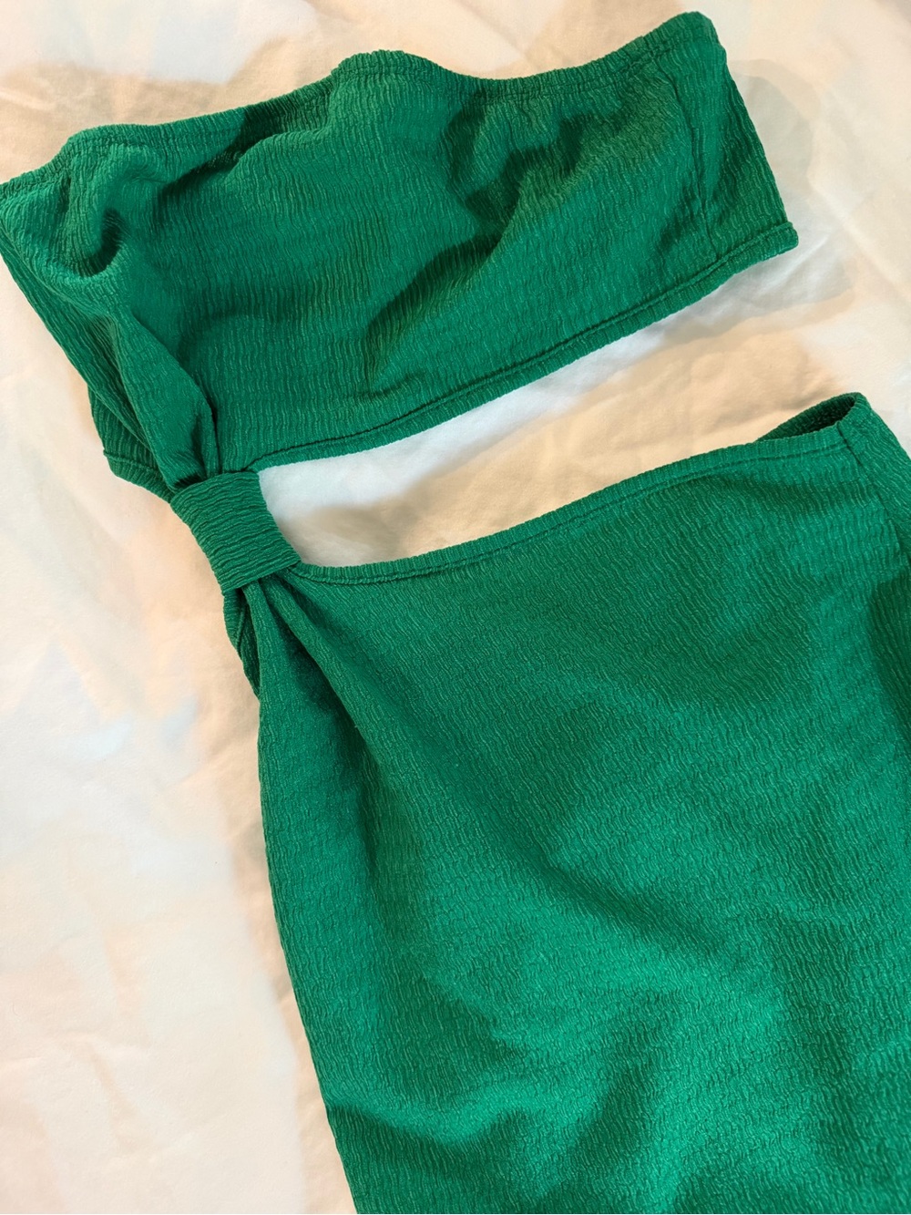 Edikted Green One-Shoulder Knot Dress